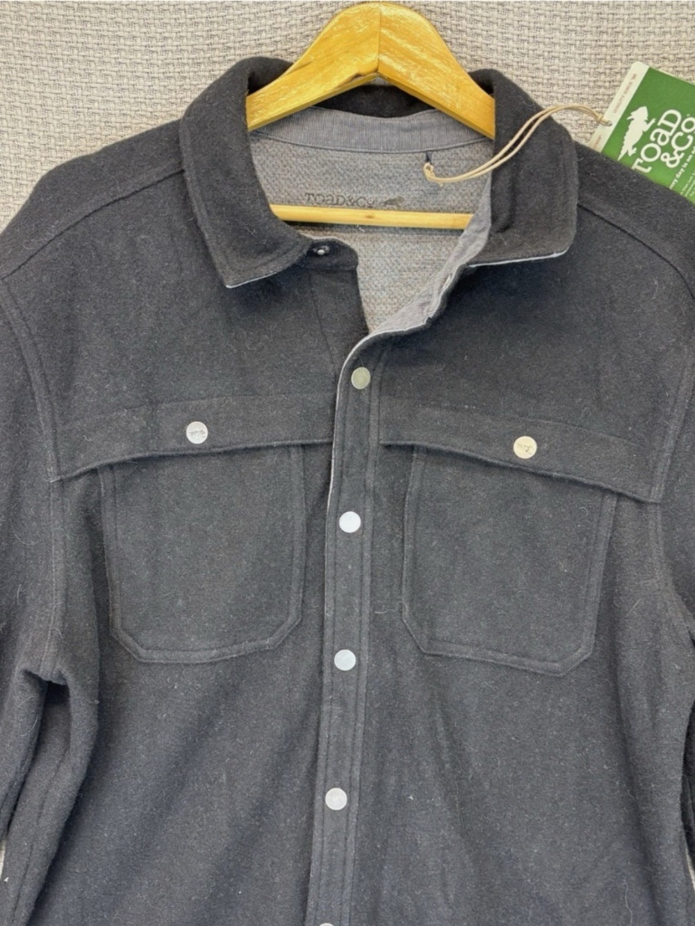 NWT Toad & Co. Men's Kennicott Wool Blend Button Up Shirt Jacket Black Sz Large - Picture 2 of 6